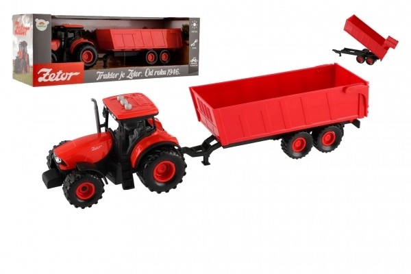 Červený traktor Zetor s valníkem se zvukovými a světelnými efekty - 36 cm