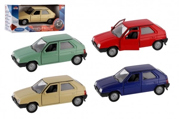 Auto Welly Škoda Favorit kov/plast 11cm 1:34 na volný chod možnost 4 barev krabičce 15x7x7cm